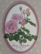薔薇の雑貨＞2011年 オーバル 薔薇のカレンダー＞ワインレッドのオーバルフレームに囲まれたような美しい薔薇のカレンダー。大きさは2種類あります。