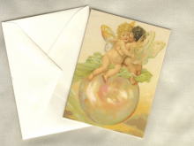 ヴィクトリア柄のちいさな封筒付カード　二つ折りカード　妖精　ヴィクトリアンのステイショナリー