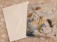 ヴィクトリア柄のちいさな封筒付カード　二つ折りカード　サンドラ・クックの天使