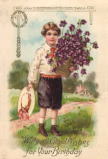 アンティーク・レプリカ・ポストカード　 花束を持った男の子　＜子供のポストカード＞