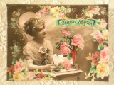 ミハエル・ネグリン　ブロック・メモ　女性とバラ　11*8.3*3.5cm　天使とバラの図柄が描かれたメモ用紙です。＜天使と薔薇の雑貨＞
